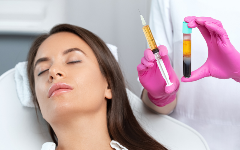 Woman receiving facial PRP