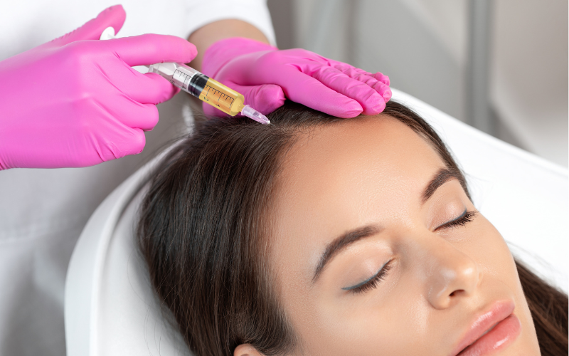 Hair Restoration Oregon City, OR Woman receiving hair restoration with PRP