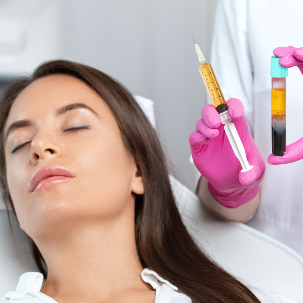 Woman receiving PRP injections